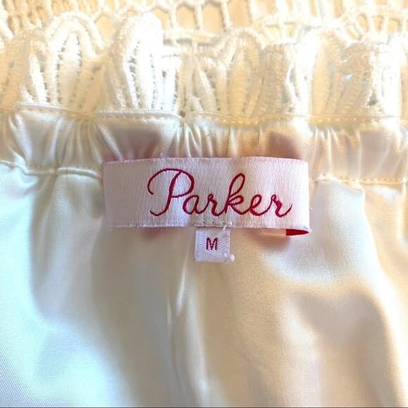 Parker Jordanna Crochet/Lace Sheer Ruffle Sleeve Romantic Blouse Size Medium - Picture 7 of 7